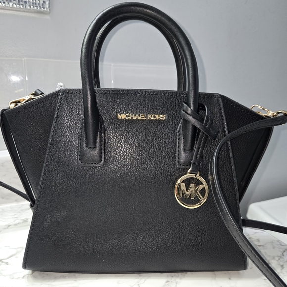 Michael Kors Handbags - Michael Kors Avril Black Satchel with Gold Accents Excellent Condition.